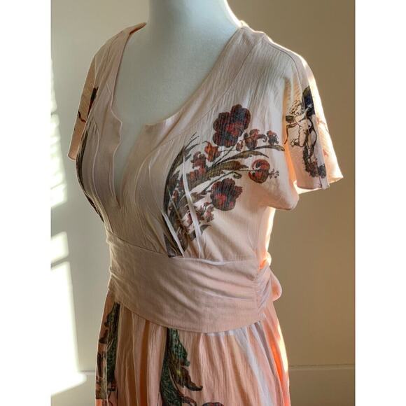 Y2K Butterfly Dropout Floral Milkmaid Midi Dress Size S Pink Burnout Fairycore - Picture 2 of 10